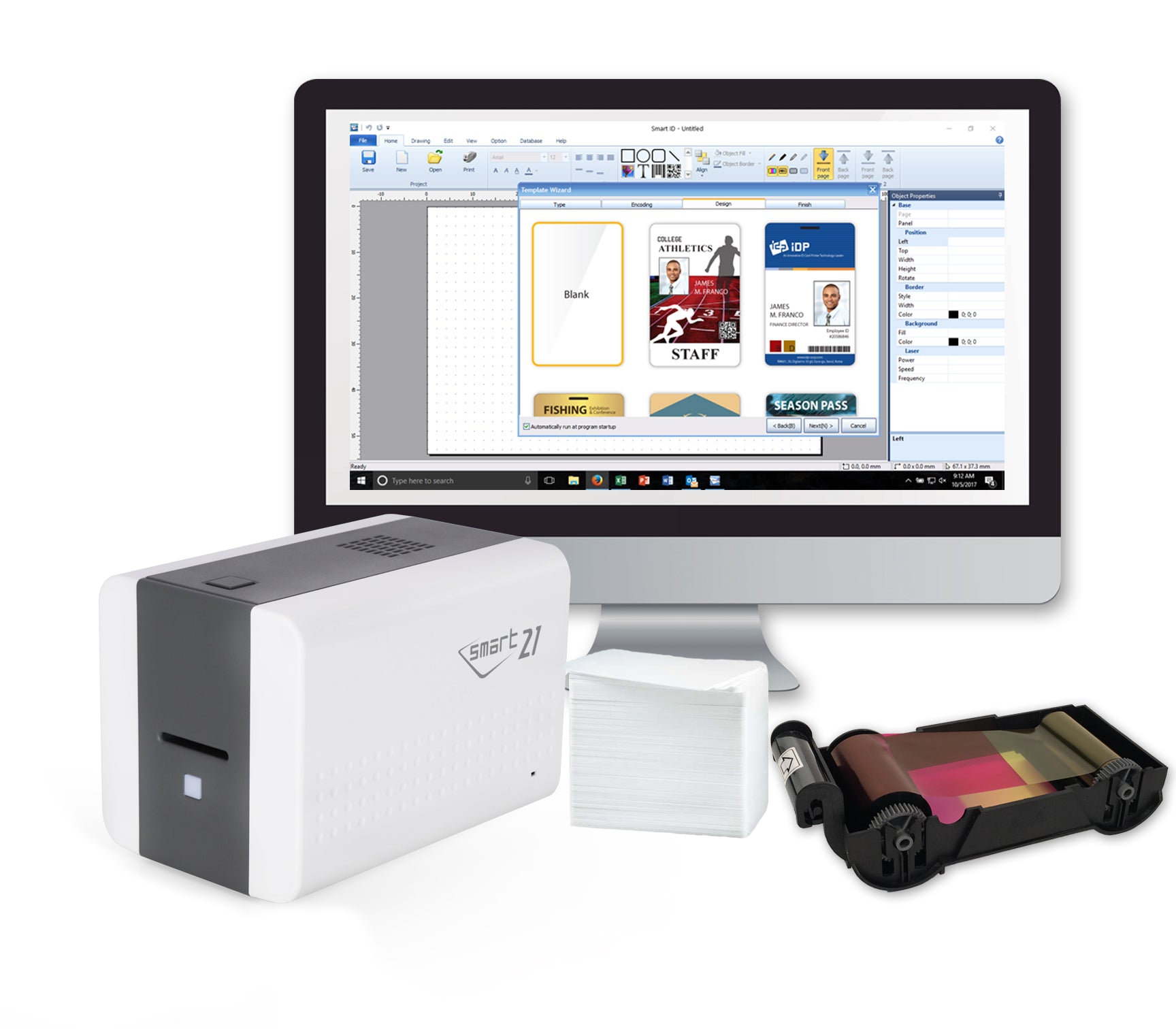 SMART-21S Simplex Hand-Fed ID Card Printer kit with 1-Year Warranty