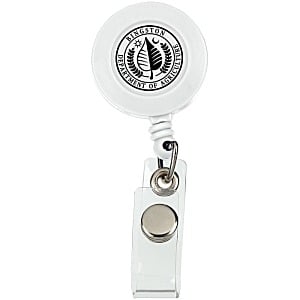 Round Retractable Badge Reel with Strap & Slide Clip - 1" Logo Recess