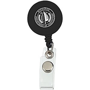 Round Retractable Badge Reel with Strap & Slide Clip - 1" Logo Recess