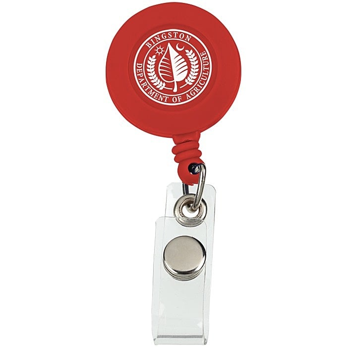 Round Retractable Badge Reel with Strap & Slide Clip - 1" Logo Recess
