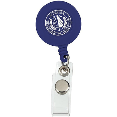 Round Retractable Badge Reel with Strap & Slide Clip - 1" Logo Recess