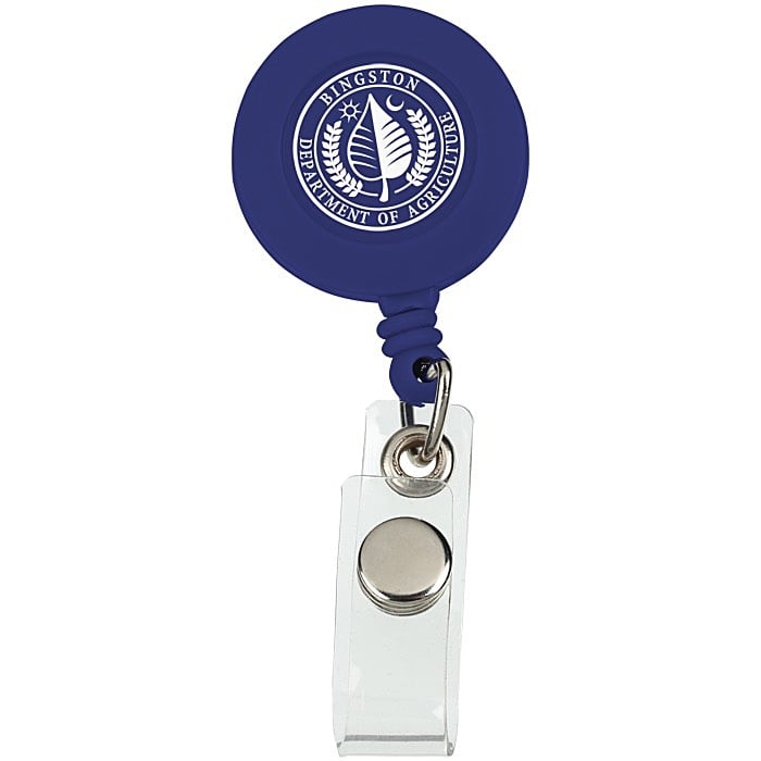 Round Retractable Badge Reel with Strap & Slide Clip - 1" Logo Recess
