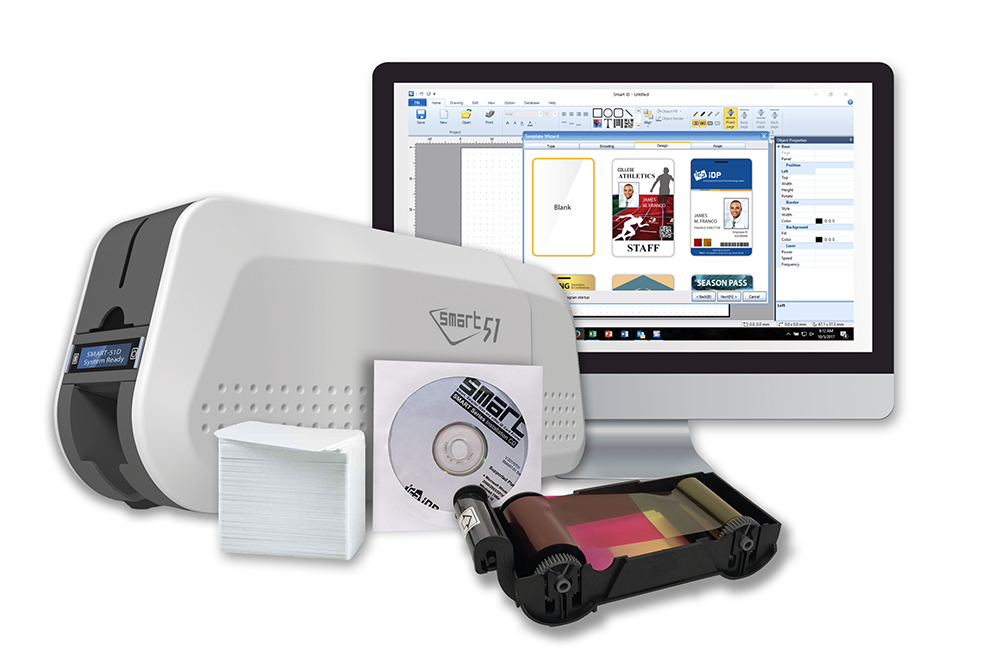 SMART-51D duplex ethernet ID card printer bundle w/ enhanced fine image ...