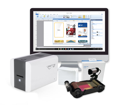 SMART-21S Simplex Hand-Fed ID Card Printer bundle with 1-Year Warranty