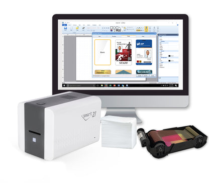 SMART-21S Simplex Hand-Fed ID Card Printer kit with 1-Year Warranty