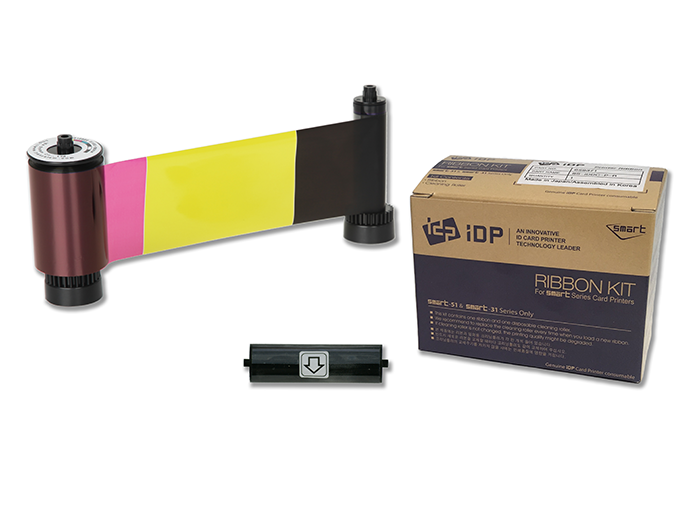 SMART-31 & 51 series YMCKOK full-color, two resin black and overlay panel ribbon with cleaning roller & 200 cards